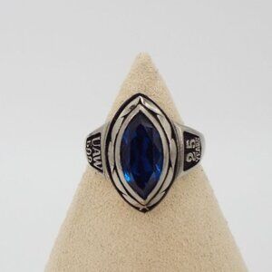 Vintage UAW Local 599 Women's Ring 25 Years of Service Blue Stone Size 6